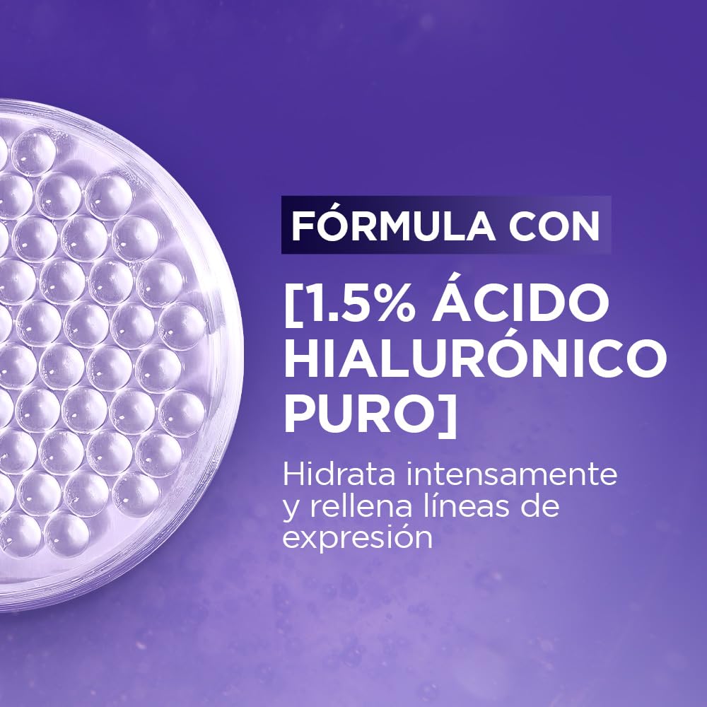 L'Oreal Paris Revitalift Ácido Hialurónico Crema de Noche Hidratante, Hidrata Intensamente y Rellena Líneas de Expresión, 50 ml
