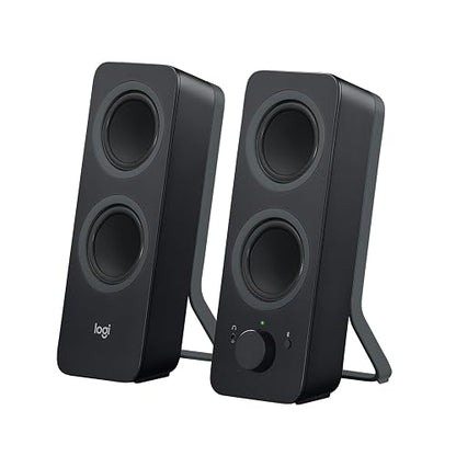 Logitech Z207 Sistema de Bocinas Bluetooth para PC, Sonido Estéreo, 10W de Pico, Entrada Audio 3.5 mm, Toma Auriculares, Multidispositivos, Computadora/TV/Smartphone/Tablet - Negro