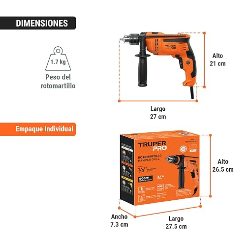 TRUPER ROTO-1/2A10, Rotomartillo/destornillador 1/2", 600W