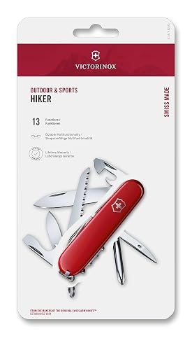 Victorinox Navaja Hiker, Roja, 13 Usos | Multiherramienta hecha para la sierra de madera al aire libre para senderismo y camping