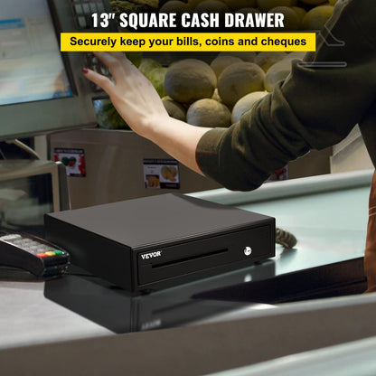 VEVOR Cajón de Efectivo Tipo de Accionamiento 13" Cajón Portamonedas 12V Caja Registradora de Punto de Venta 33,6 x 36,8 x 8 cm Bandeja para Cajón de Dinero Cajón de Caja Registradora Bandeja