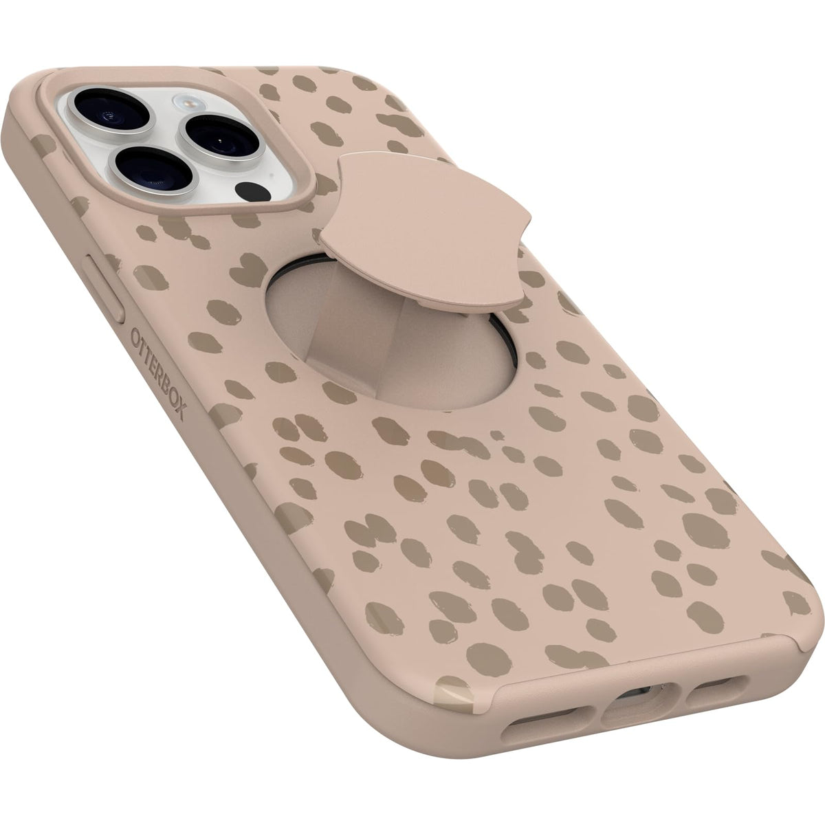 OtterBox - Funda para iPhone 15 Pro MAX (Solamente) OtterGrip Symmetry Series - ON The Spot (café), Agarre Integrado, Funda Elegante, se Ajusta a MagSafe, Bordes elevados para Proteger la cámara y la