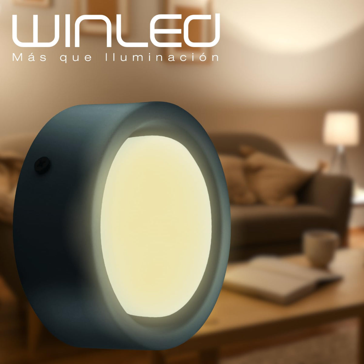 Winled WDE-006 Luminaria Sobreponer Techo Circular Metal Negro Blanco Cálido 18w
