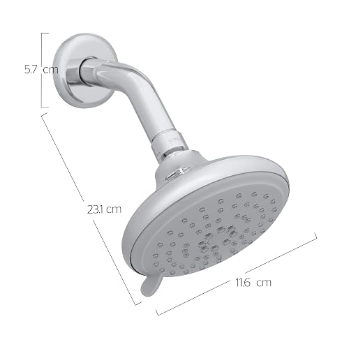 URREA 3036B Regadera de cebolla con 5 Funciones con Brazo y Chapetón, Acabado Cromo