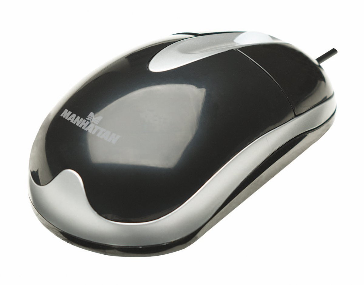 MANHATTAN 177009 Mouse Optico Caja PS2 Negro/Plata