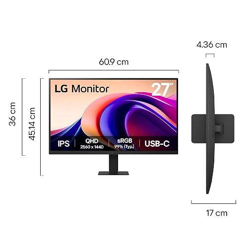 LG Monitor 27U631A-B QHD IPS (2560 x 1440) 27" Refresh Rate 100 Hz, Tiempo de Respuesta de 5 ms (GtG), Contrast Ratio: 1000:1