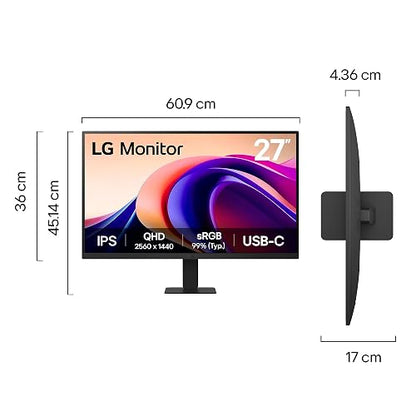 LG Monitor 27U631A-B QHD IPS (2560 x 1440) 27" Refresh Rate 100 Hz, Tiempo de Respuesta de 5 ms (GtG), Contrast Ratio: 1000:1