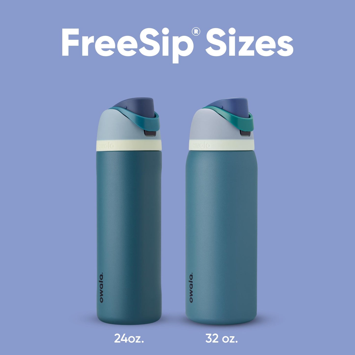 Owala FreeSip - Botella de agua aislada de acero inoxidable con pajita para deportes, viajes y escuela, botella de agua deportiva sin BPA, 32 onzas, mezclilla
