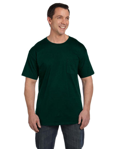 Hanes Beefy-T Playera con Bolsillo para Hombre - Deep Forest - XL