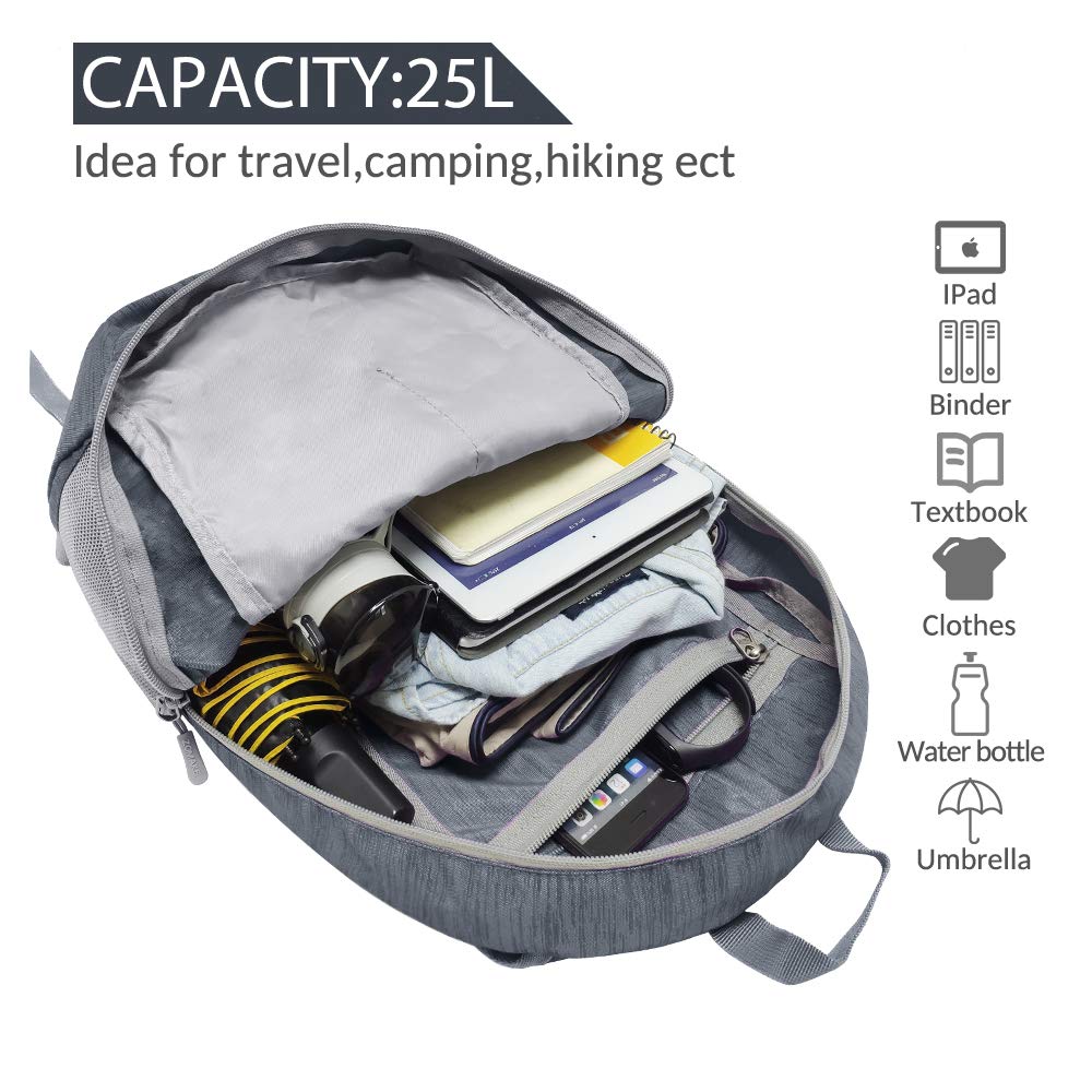 ZOMAKE Mochila de senderismo pequeña, 25 l, ligera, mochila de viaje, plegable, para mujeres y hombres, Mochilas de viaje, Azul oscuro, Pequeño