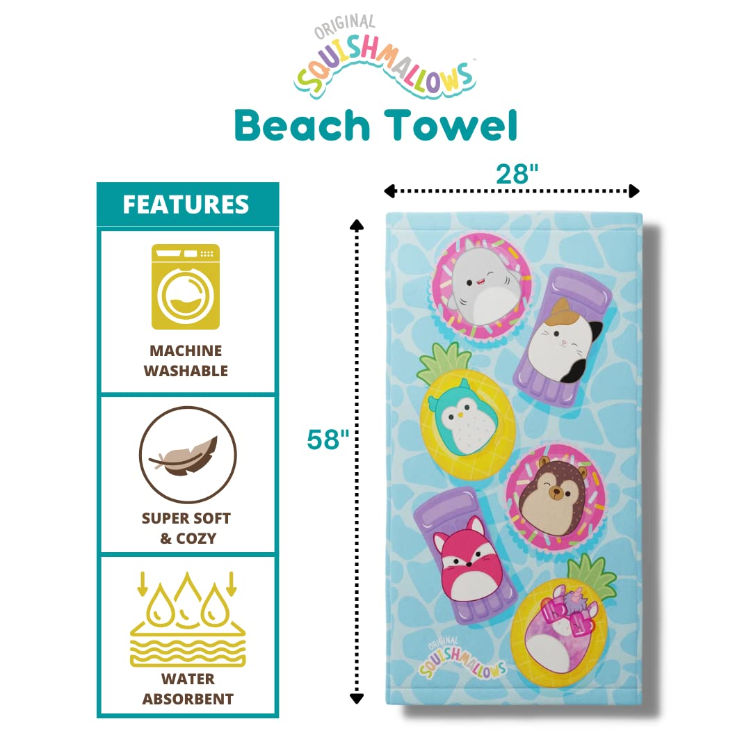 Franco Squishmallows Toalla de baño, Piscina y Playa, de algodón súper Suave, 58 x 28 Pulgadas