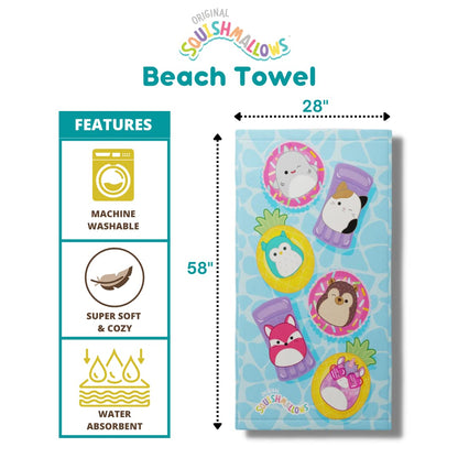 Franco Squishmallows Toalla de baño, Piscina y Playa, de algodón súper Suave, 58 x 28 Pulgadas