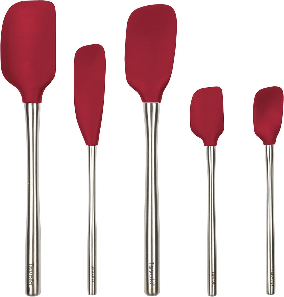 Tovolo Flex-Core - Espátula de acero inoxidable con mango juego de 5 para preparación de comidas, cocinar, hornear y más