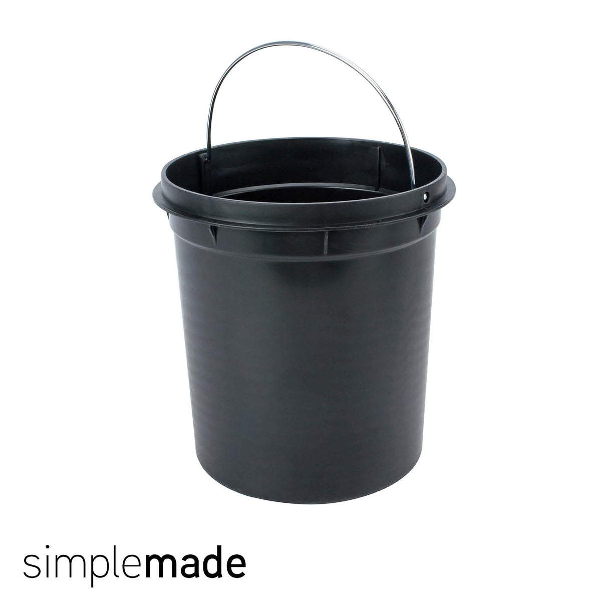 SIMPLEMADE - Bote de basura redondo de acero inoxidable con tapa, pequeño cubeta de basura de metal/cubeta de basura para baño, oficina, negro, 5 litros / 1.3 galones