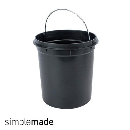SIMPLEMADE - Bote de basura redondo de acero inoxidable con tapa, pequeño cubeta de basura de metal/cubeta de basura para baño, oficina, negro, 5 litros / 1.3 galones