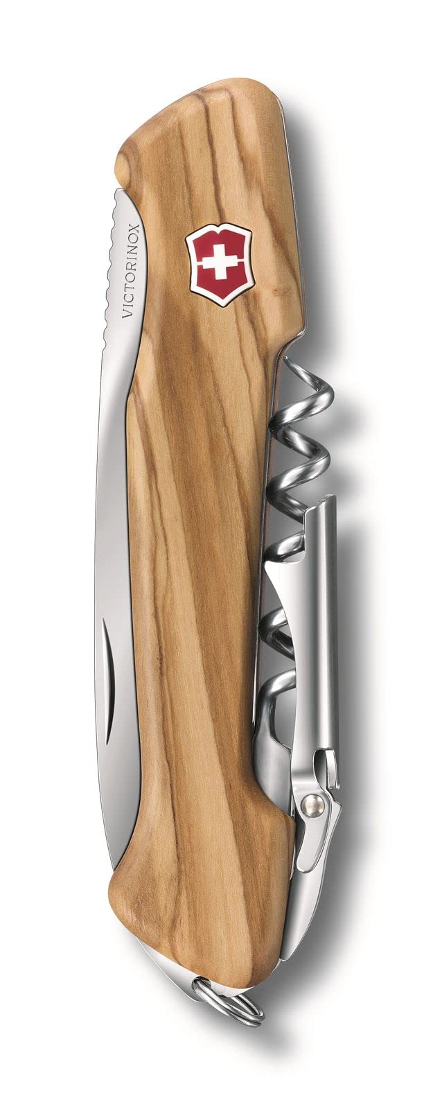 Victorinox Wine Master de Madera de Olivo con Funda de Piel, 130 mm, 6 Usos