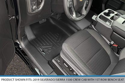 SMARTLINER Juego de Alfombrillas de Piso de 2 Filas Color Negro Compatible con Silverado/Sierra 2019-2022 2500/3500 2020-2022 2500/3500 Crew Cab con Asiento de Banco de Primera Fila