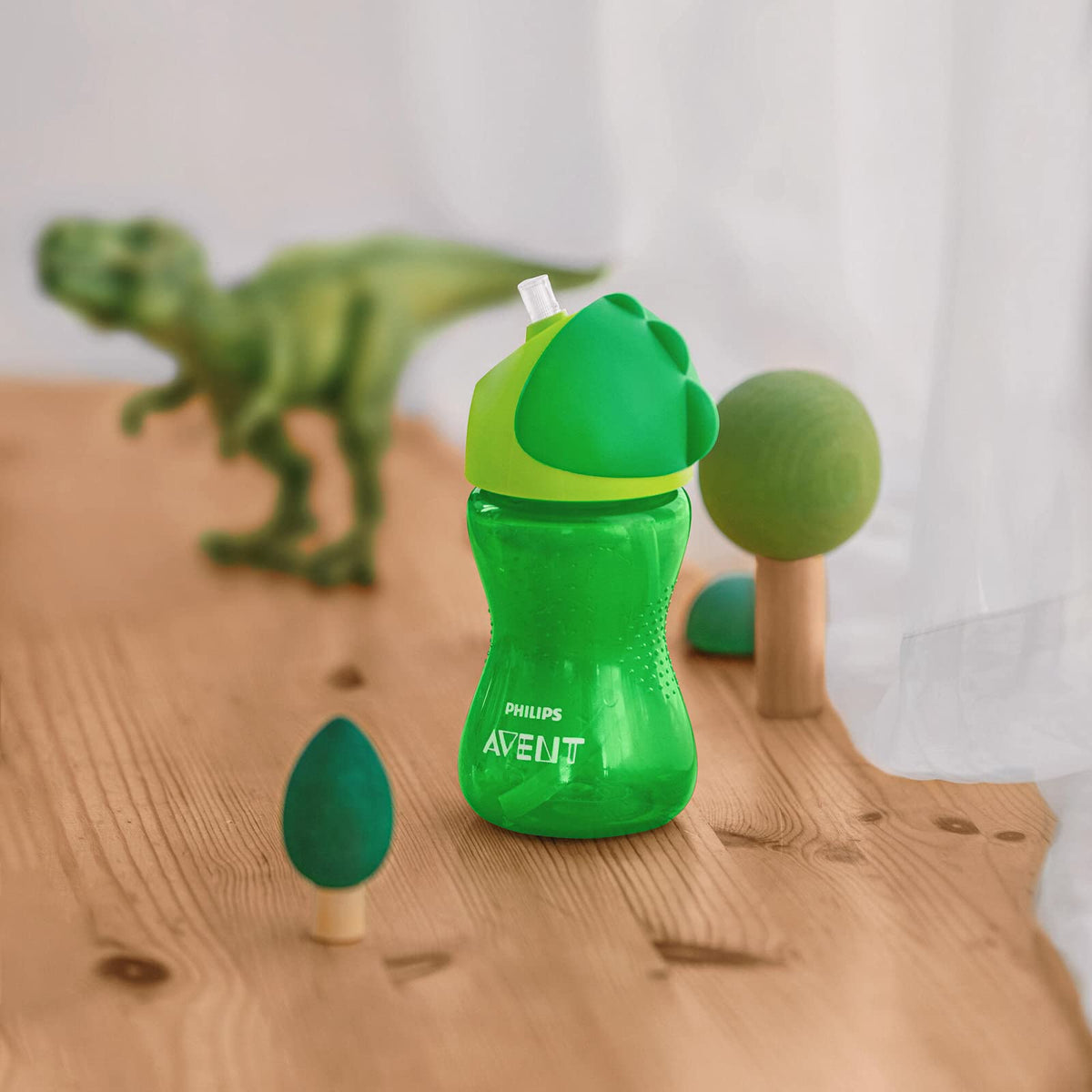 Philips Avent Vasito con Popote Flexible 10 oz Verde | Facilita la transición al vaso | Ayuda al desarrollo oral saludable | Popote flexible antigoteo | 1 pz | SCF798/01