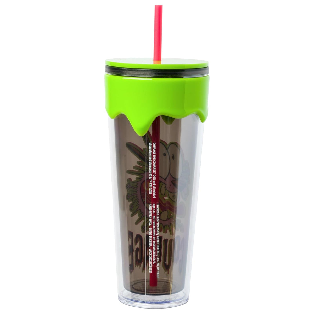 Silver Buffalo Courage The Cowardly Dog Scared Courage - Vaso de plástico para goteo de 26 onzas