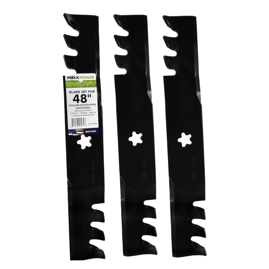 Maxpower 561735XB - Juego de acolchado comercial de 3 hojas para artesanos de corte de 48 pulgadas, Husqvarna, Poulan, reemplaza el fabricante original 173921, 532173921, Negro