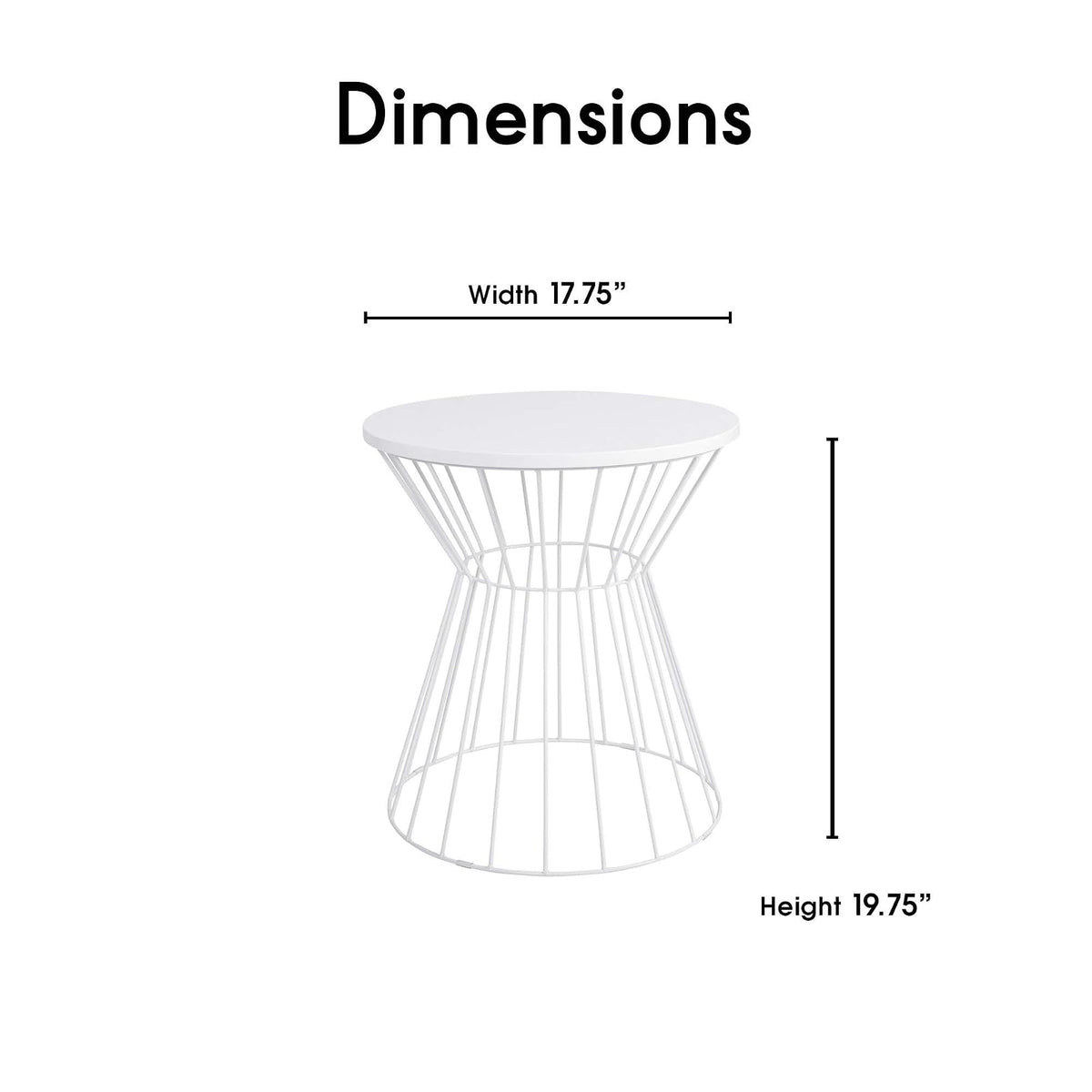 Elle Decor FETLULWHTC01 Lulu Metal Side Table White