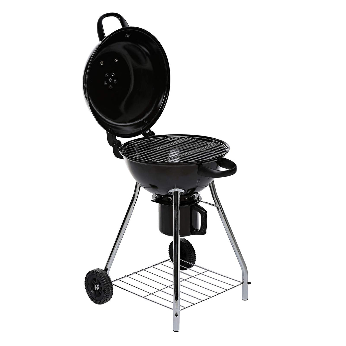 Asador Parilla de Carbón Charbroil 18.5, Acero Inoxidable, Rejillas Cubiertas de Porcelana, 261 Pulgadas Cuadradas Área Cocción, 86x53x54cm