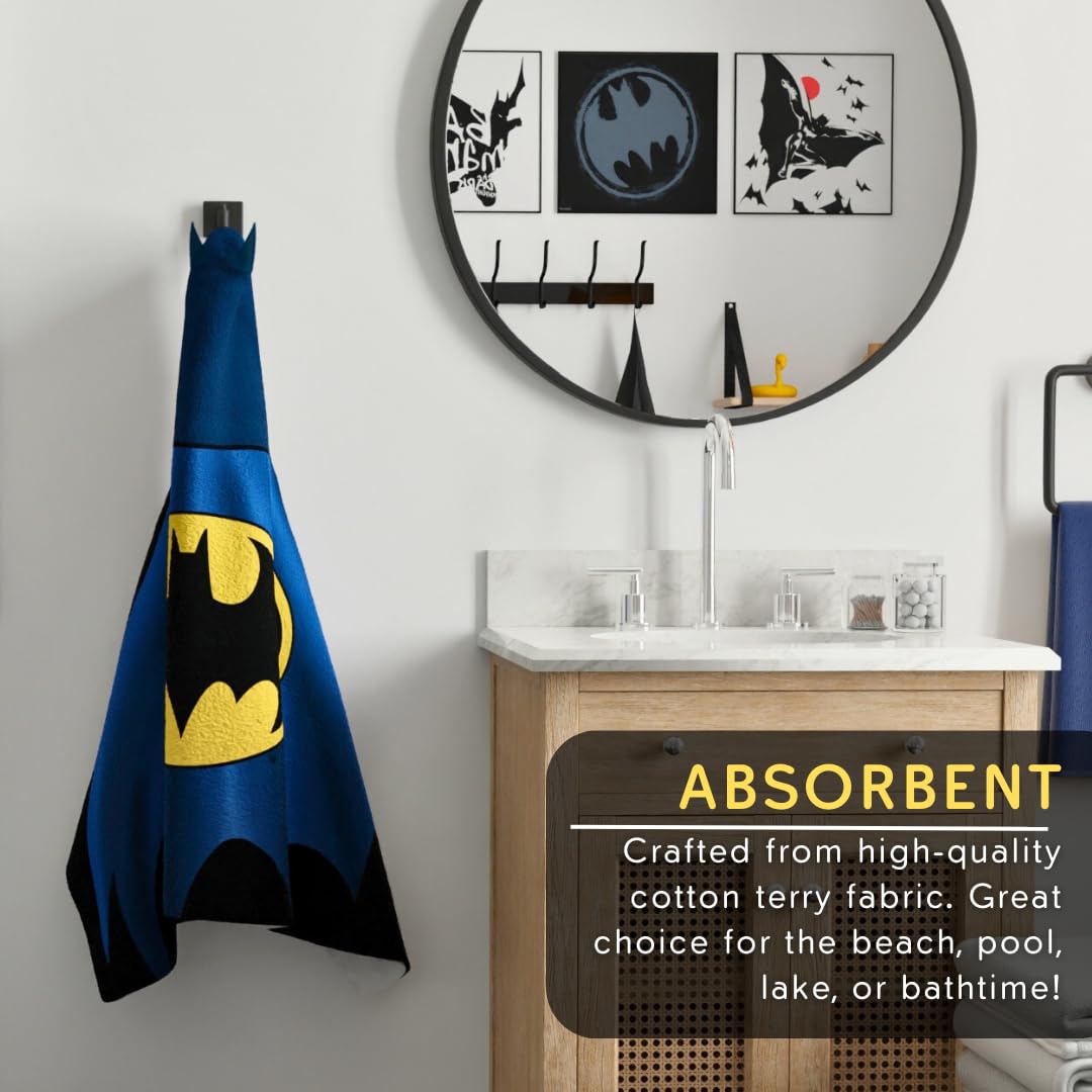 Batman DC Comics - Toalla de Toalla de Rizo de algodón Suave súper Suave para baño/Piscina/Playa, 24 x 50 Pulgadas, (Producto Oficial de Licencia) por Franco