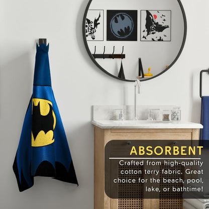 Batman DC Comics - Toalla de Toalla de Rizo de algodón Suave súper Suave para baño/Piscina/Playa, 24 x 50 Pulgadas, (Producto Oficial de Licencia) por Franco