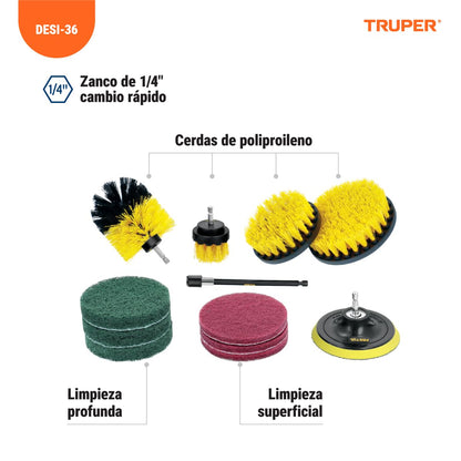 Pretul JCE-12P, Juego 12 Accesorios de Limpieza y asentado para Taladro