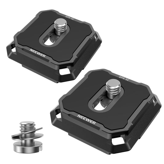 NEEWER 2 Pack Quick Release Plate Kit, 38mm QR Adaptador Montaje Cámara Compatible con Arca Swiss, Montaje Trípode con Correa Hombro, Interruptor Rápido, Anti Off con Washers, QPR-5C