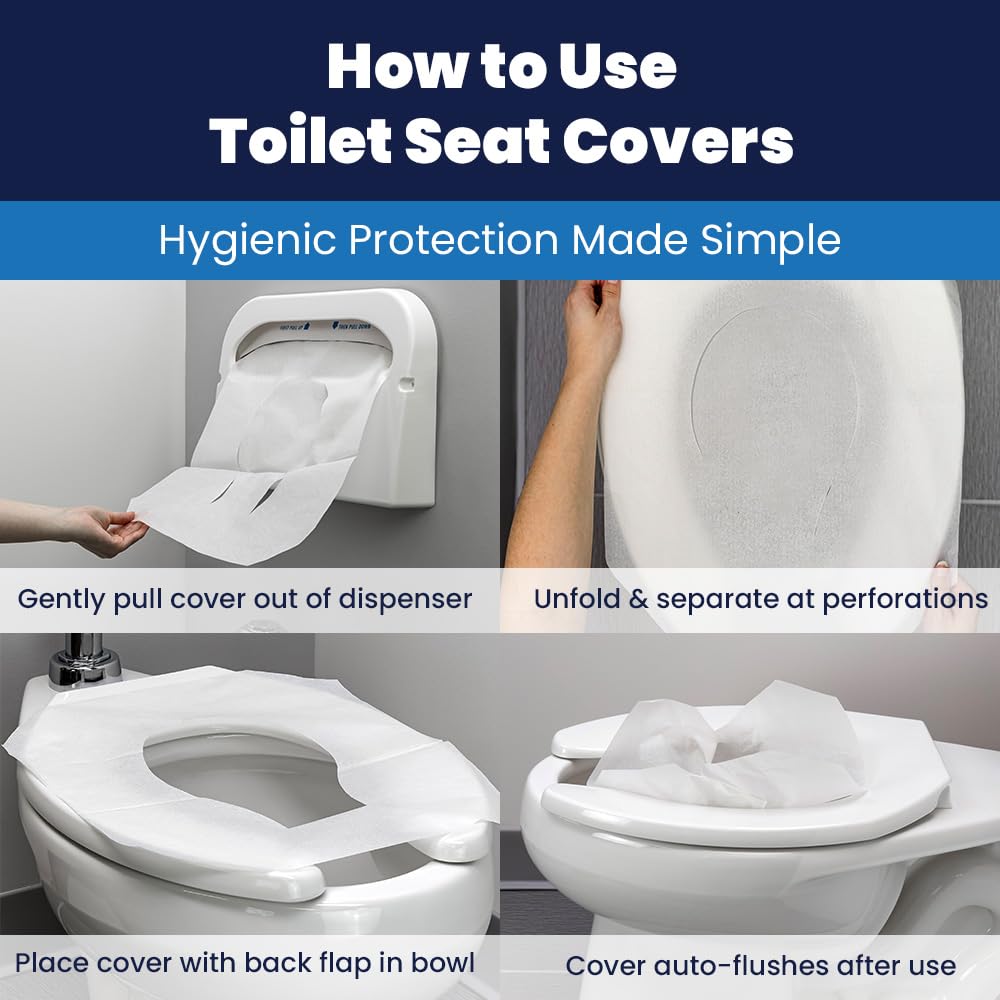 Discreet Seat DS-1000 - Fundas de asiento de inodoro de media pliegue, color blanco (4 unidades de 250)