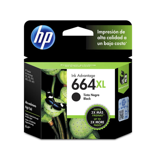 HP Cartucho de Tinta 664XL Negro Original, Compatibilidad con Impresoras Deskjet 4535, 4675, 3835, 1115, 2135, 3635, 2675, 3775, 3785, 3787, 3789, Rendimiento hasta 480 páginas (F6V31AL)
