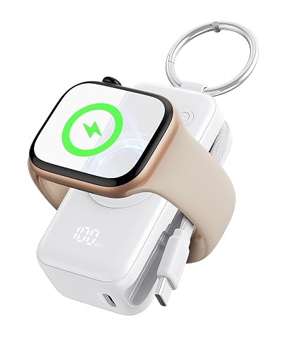 INIU Cargador portátil 3 en 1, pequeño Banco de energía de 5000 mAh con Cable USB C Incorporado y Cargador de Reloj, Paquete de batería de Carga rápida PD de 20 W, Cargador de Viaje para iPhone 16 15