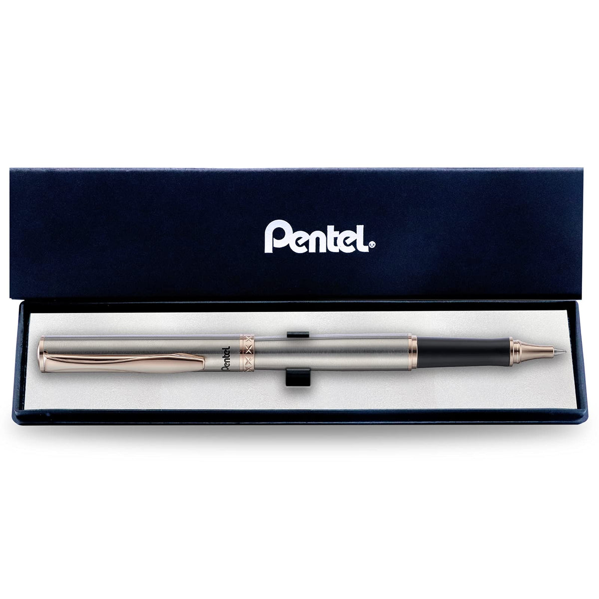 Pentel Bolígrafo Gel Sterling Cuerpo de Acero Inoxidable - blanco