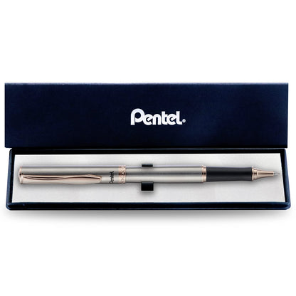 Pentel Bolígrafo Gel Sterling Cuerpo de Acero Inoxidable - blanco