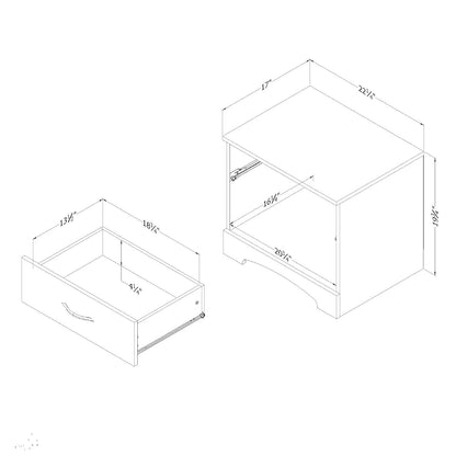 South Shore Grace Collection Night Stand, Pure White