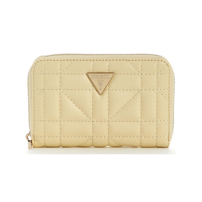 GUESS CARTERA EDITA LARGE ZIP AROUND COLOR NEGRO - MEDIANO - AMARILLO CLARO