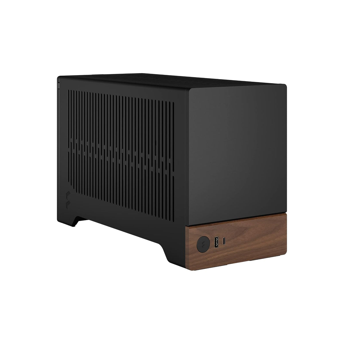Fractal Design Terra Graphite - Panel Frontal de Madera de Nogal - Factor de Forma pequeño - Estuche para Juegos Mini ITX - Cable Elevador PCIe 4.0 - USB Tipo C - Paneles de Aluminio anodizado