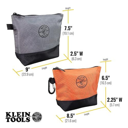 Klein Tools 55470 - Bolsas de herramientas con cierre (lona de 34.3 cm), multicolor, paquete de 2 unidades