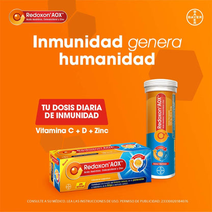 Redoxon AOX Multivitamínico con Vitamina C, Vitamina D y Zinc, Pack de 3 Unidades con 10 Tabletas Efervescentes, Naranja
