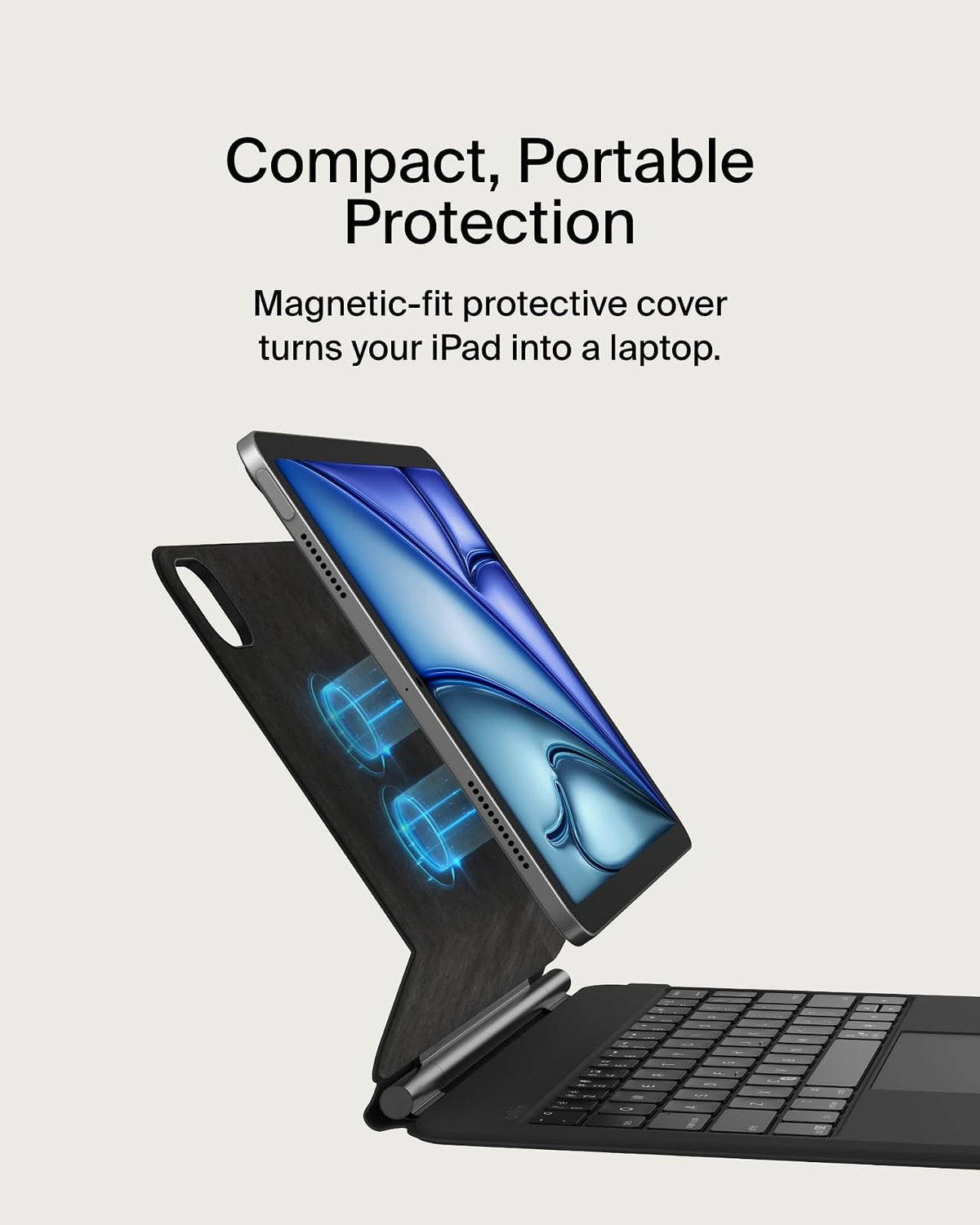 Belkin Pro - Funda para teclado con soporte magnético, teclado Bluetooth retroiluminado, controles multigestos, compatibilidad magnética de almacenamiento de Apple Pencil y teclas multimedia para iPad