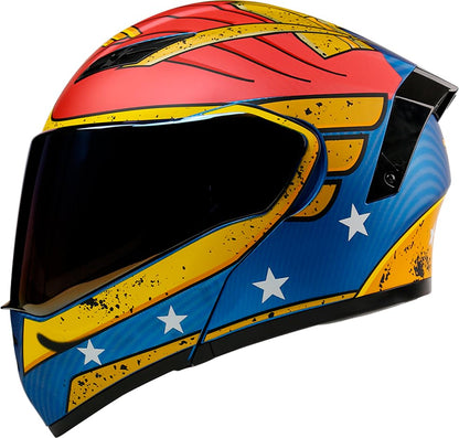 KOV Casco Mujer Maravilla Estelar ABATIBLE para Moto DC Comics Certificado