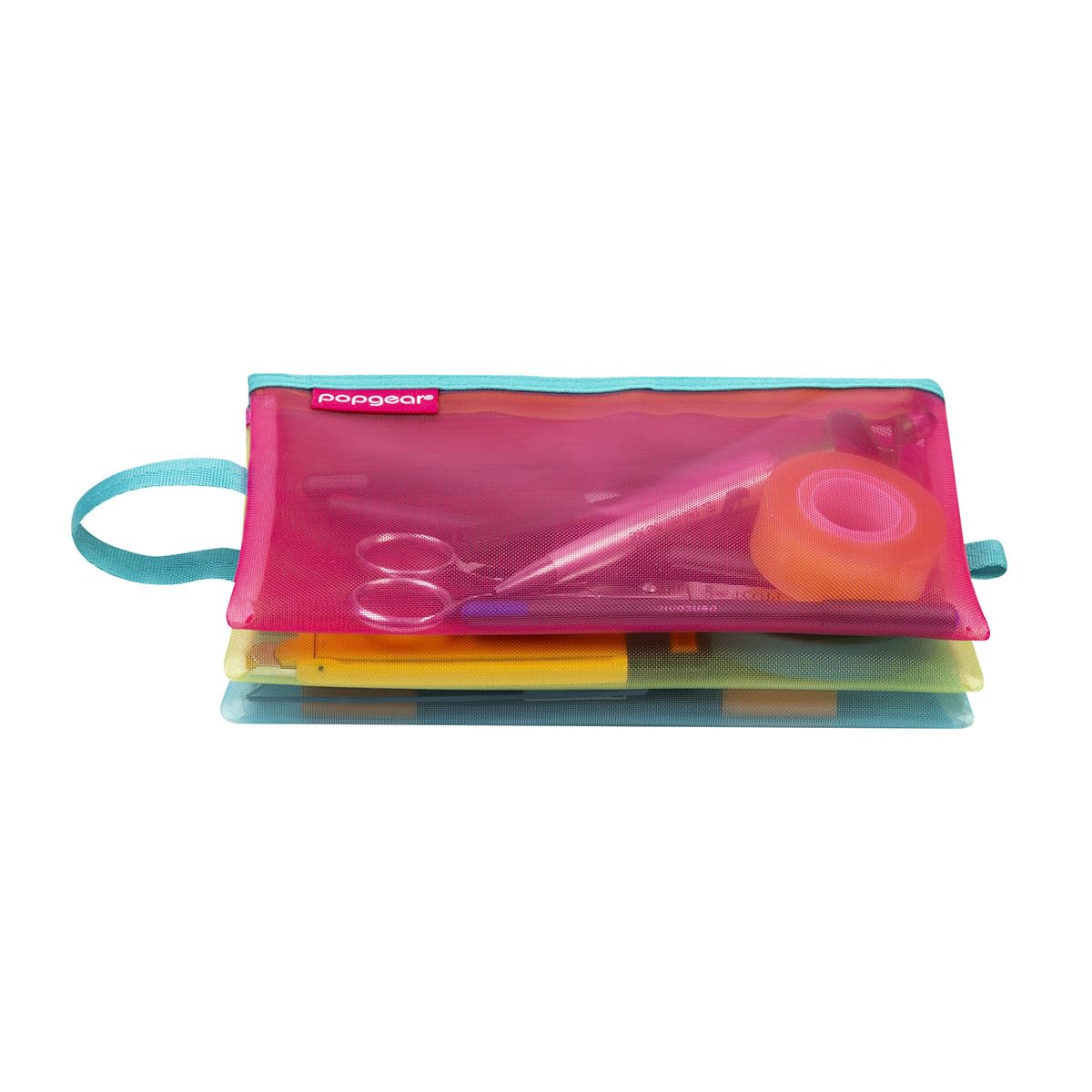 Bolsa Popgear 3 en 1 con Cierre, Colores Rosa, Azul y Verde – Set de Organización Triple