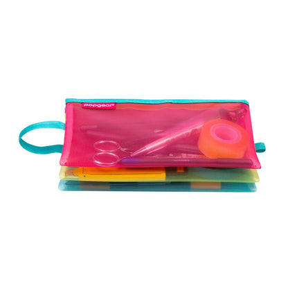 Bolsa Popgear 3 en 1 con Cierre, Colores Rosa, Azul y Verde – Set de Organización Triple