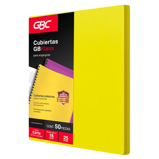 GBC Cubierta Para Encuadernar Tamaño Carta Amarillo Limón 16pt