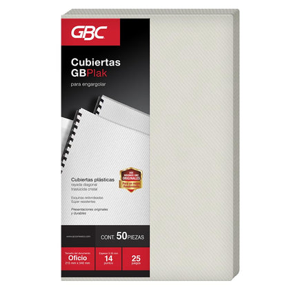 GBC Cubierta para Encuadernar Gbplak Traslúcida 14 puntos Tamaño Oficio