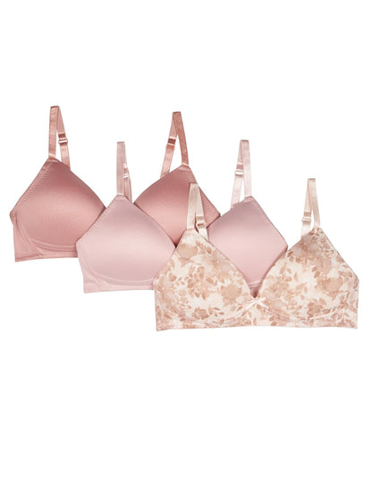 TAHARI 3-Pack Molded Wireless Bras Sujetador Moldeado Niñas