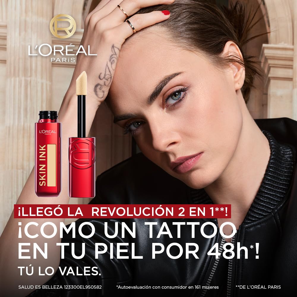 L'Oréal Paris Infallible Skin Ink Base y Corrector 2 en 1, Tono 270, 15 ml | Acabado mate, larga duración hasta por 48h, resistente a transferencias, textura ligera