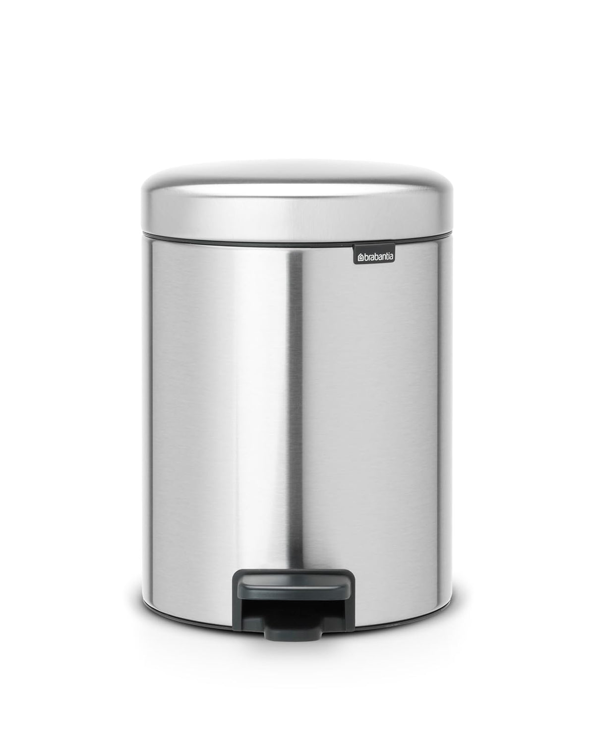 BRABANTIA | Bote de Basura con Pedal NewIcon | 5 L | 29 x 20.5 cm | Acero Plata | Cierre Suave | Ideal para Baño y Oficina | Mod. 112102 - Multicolor - 5 L