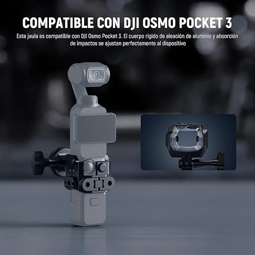 NEEWER Pocket 3 Cage compatible con DJI Osmo Pocket 3 y Creator Combo Accesorios, plataforma de extensión de grabación de video cardán con adaptador de cámara de acción, roscas de 1/4 pulgadas, zapato
